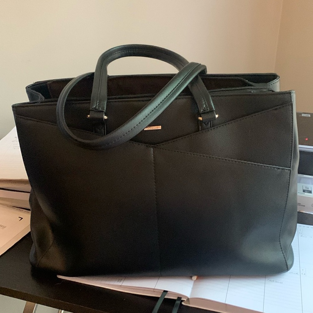 Black Leather Tote Bag